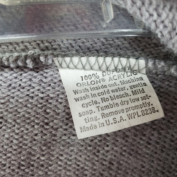 70s Royal Jeff Knit Sweater Gray V Neck Pullover Ribbed Trim Mens L VTG USA Made - Picture 7 of 11